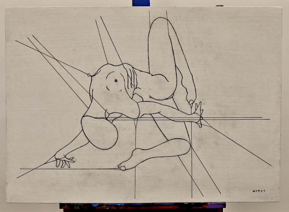 "Strings Attached." 84X60 grafiitti, muste, vernissa. 360e